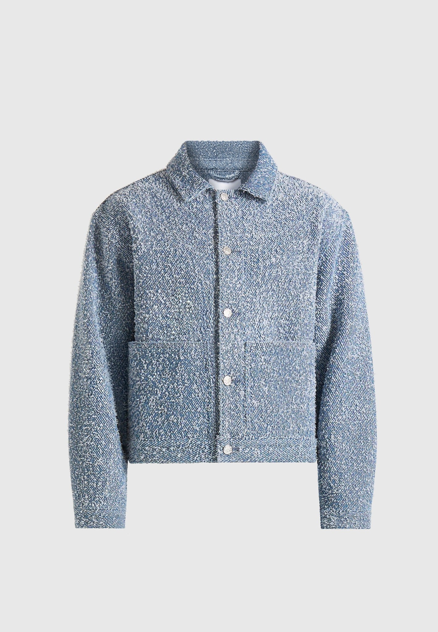 Damien - Boucle Denim Jacket With Back Pleat - Blue
