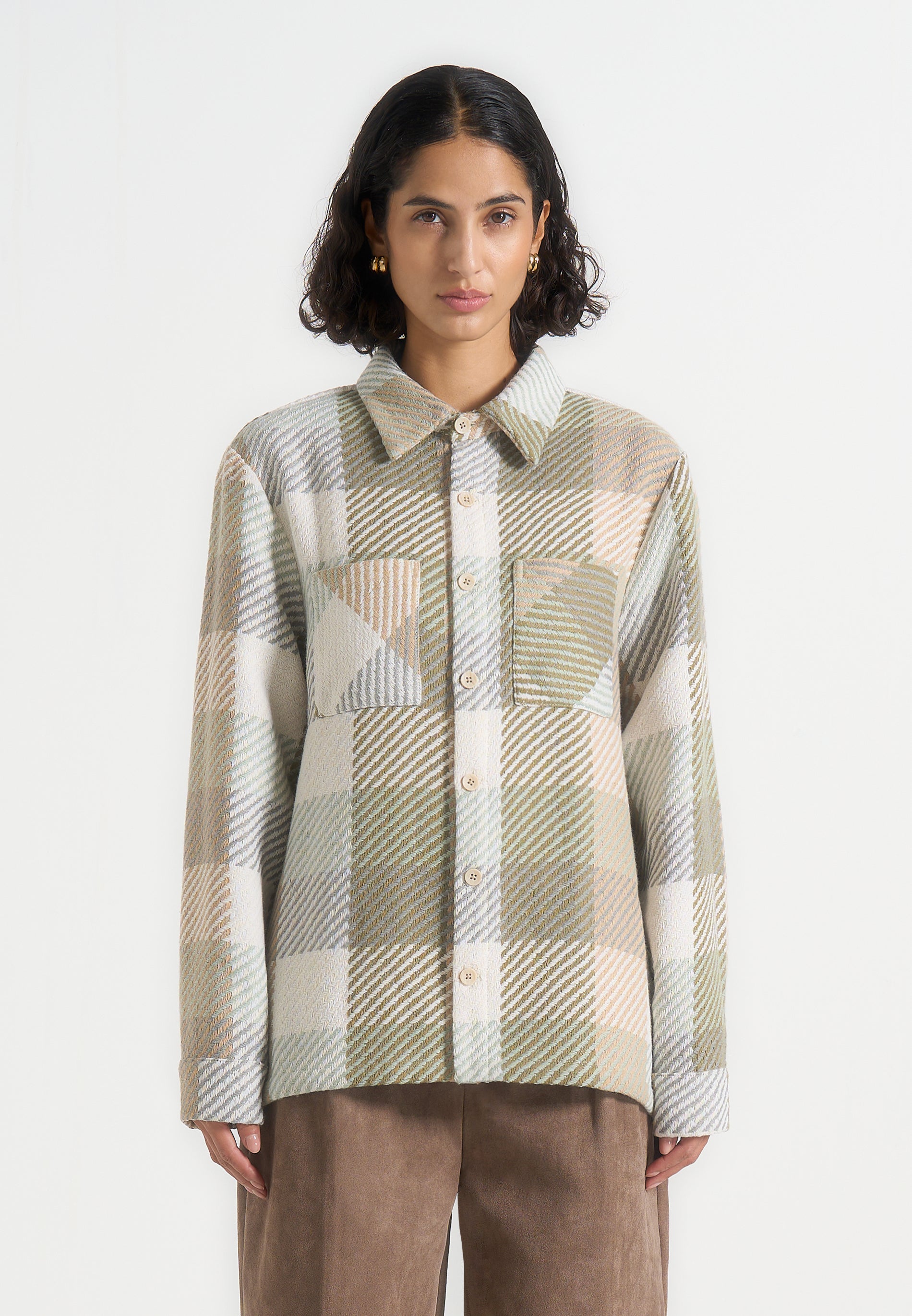Rune - Unisex Check Overshirt - Sage