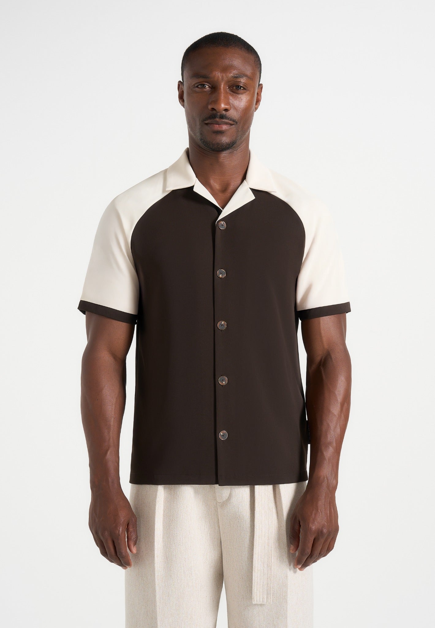 Salim - Contrast Raglan Shirt - Brown/Cream 