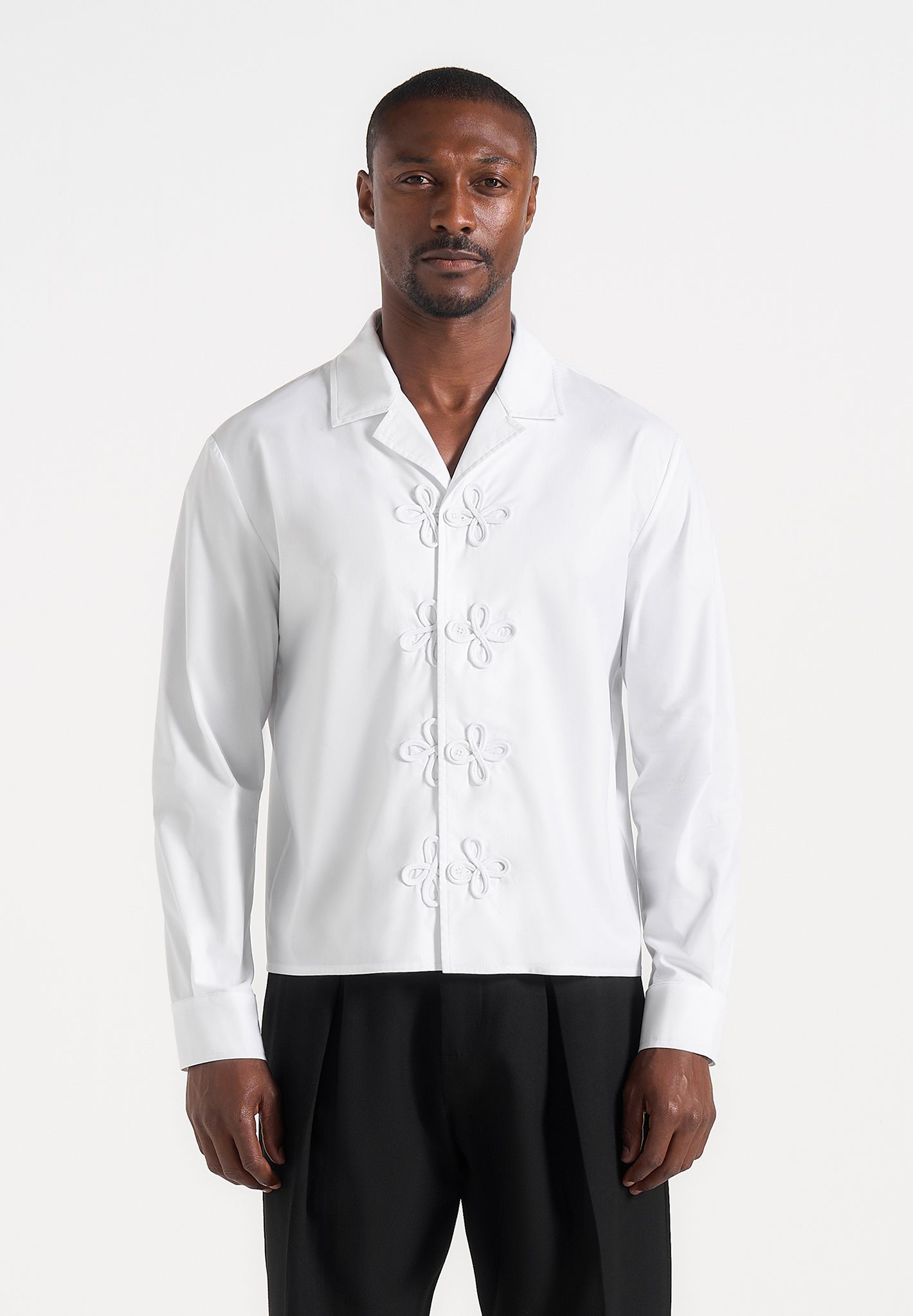 Valen - Applique Detail Long Sleeve Shirt - White 