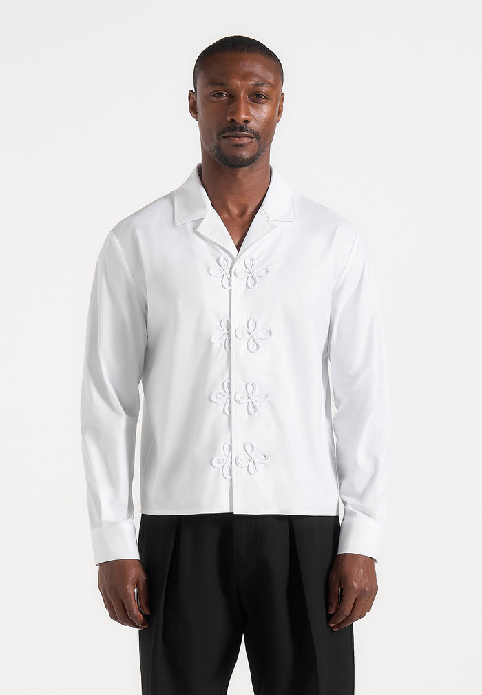Valen - Applique Detail Long Sleeve Shirt - White