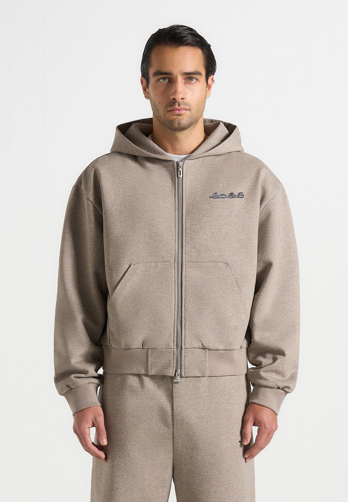 JS002 - Unisex Signature Relaxed Fit Zip Hoodie - Taupe