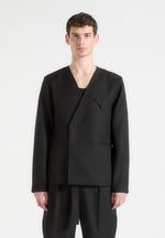 collarless-double-breasted-minimal-blazer-black