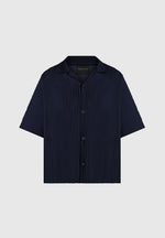 Justin - Pleated Boxy Shirt - Navy