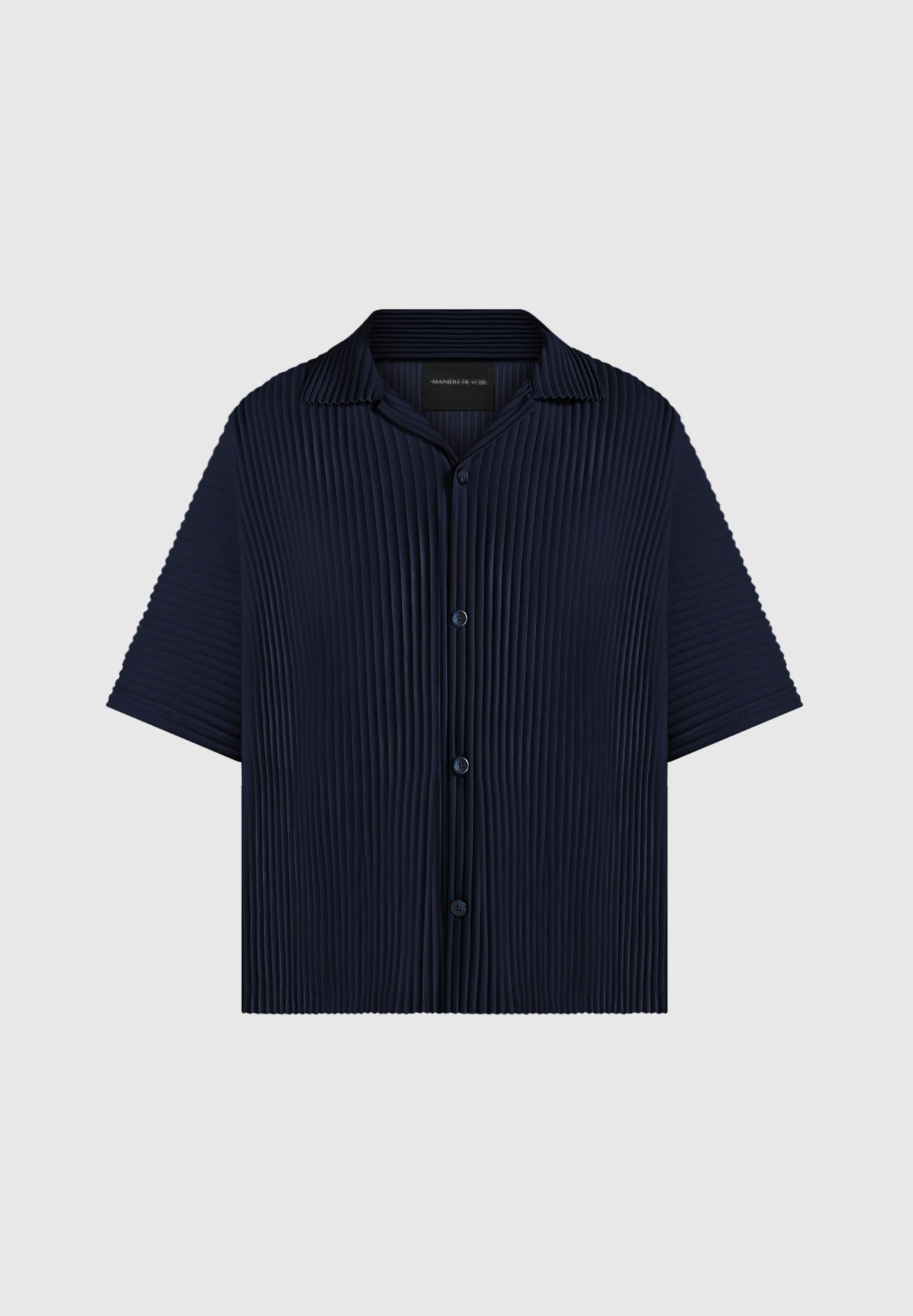 Justin - Pleated Boxy Shirt - Navy
