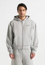 JS002 - Unisex Signature Relaxed Fit Zip Hoodie - Marl Grey