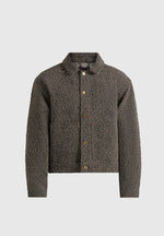 Damien - Boucle Denim Jacket With Back Pleat - Brown