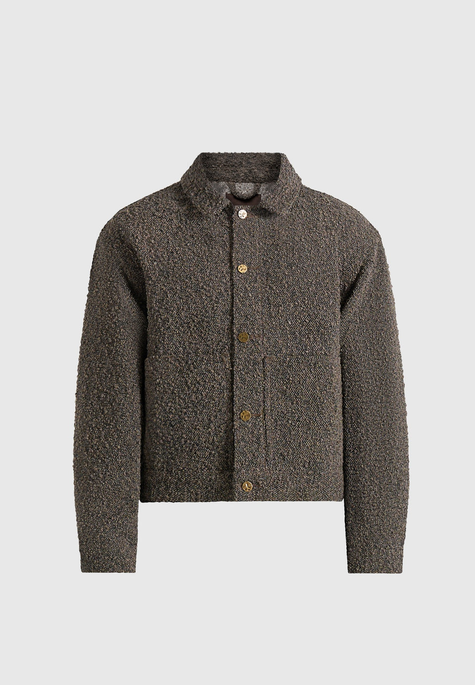 Damien - Boucle Denim Jacket With Back Pleat - Brown