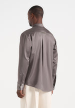 Carter - Unisex Oversized Satin Shirt - Taupe