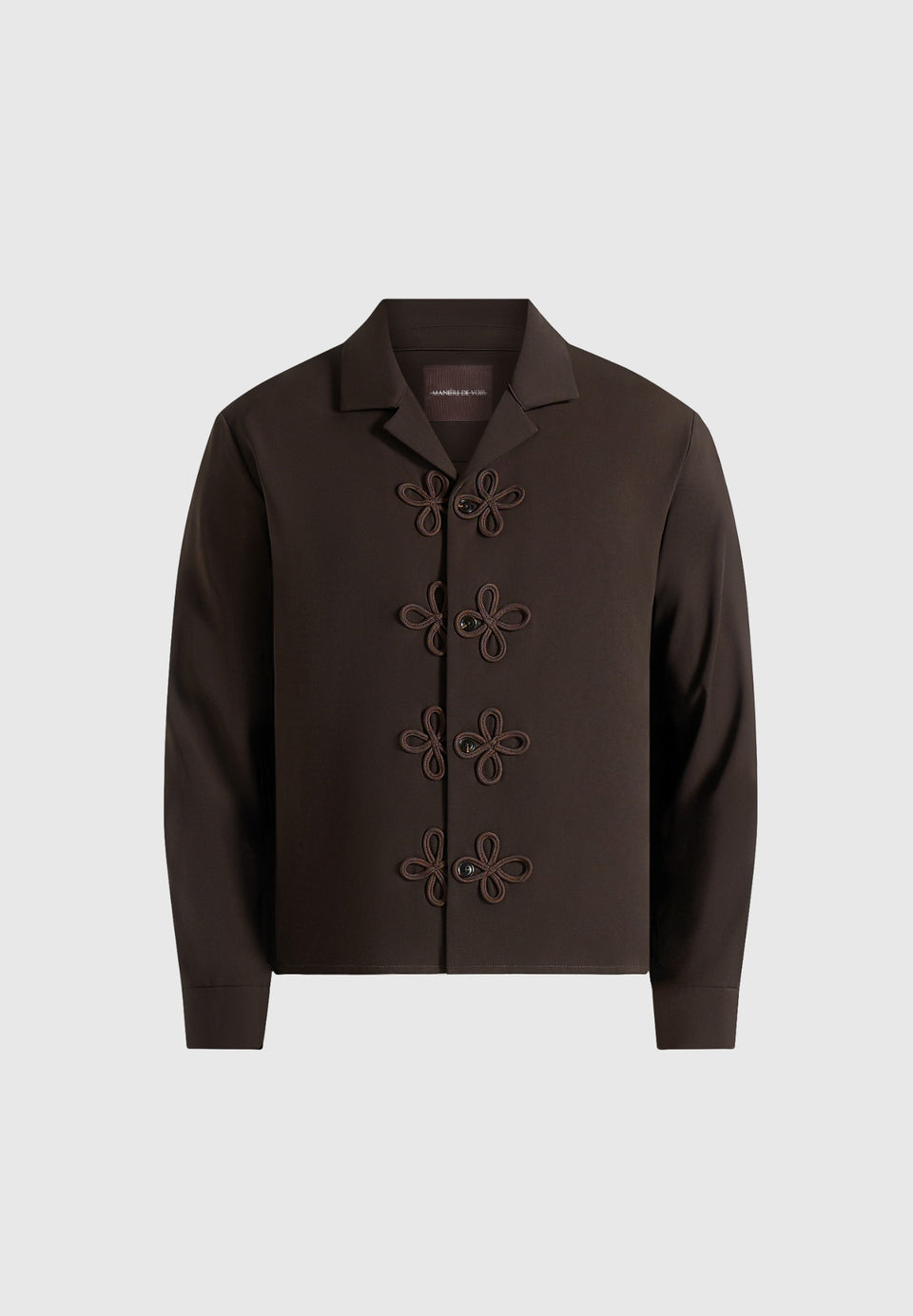 Valen - Applique Detail Long Sleeve Shirt - Brown