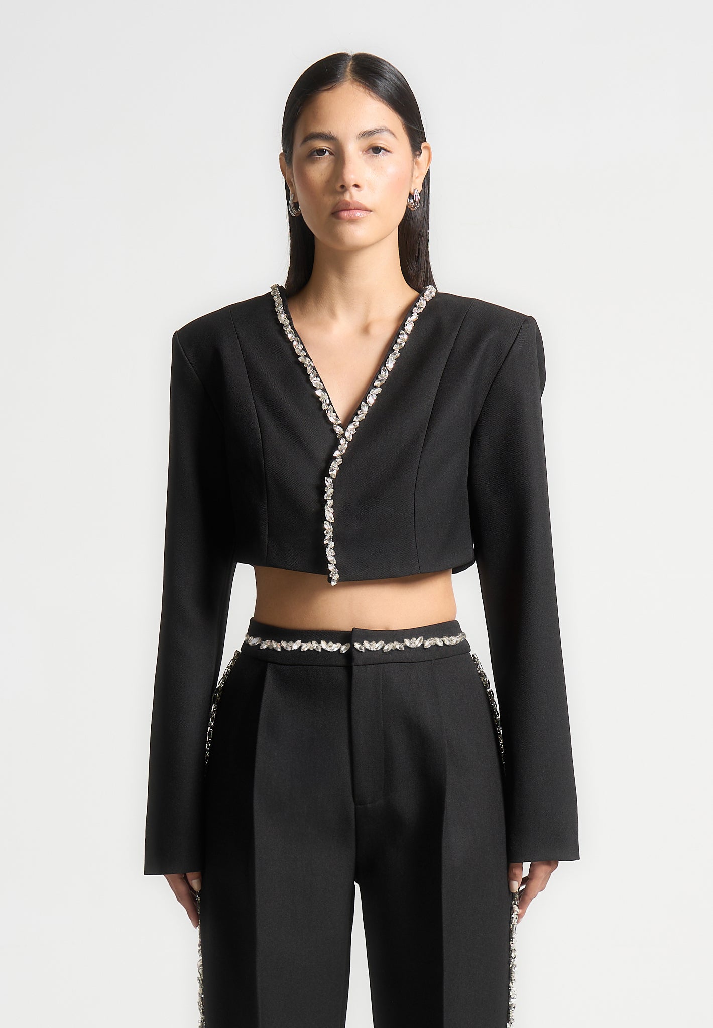 Embellished Cropped Blazer Black - Main Image