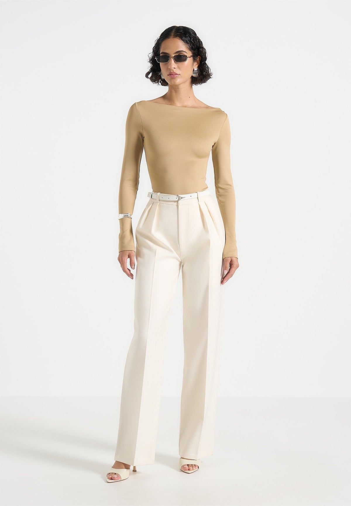 BS003 - Boat Neck Bodysuit - Beige