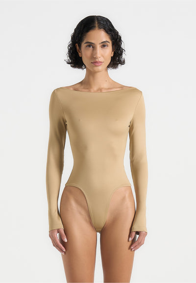 Éva - Boat Neck Bodysuit - Beige