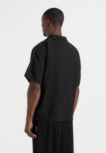 Justin - Pleated Boxy Shirt - Black
