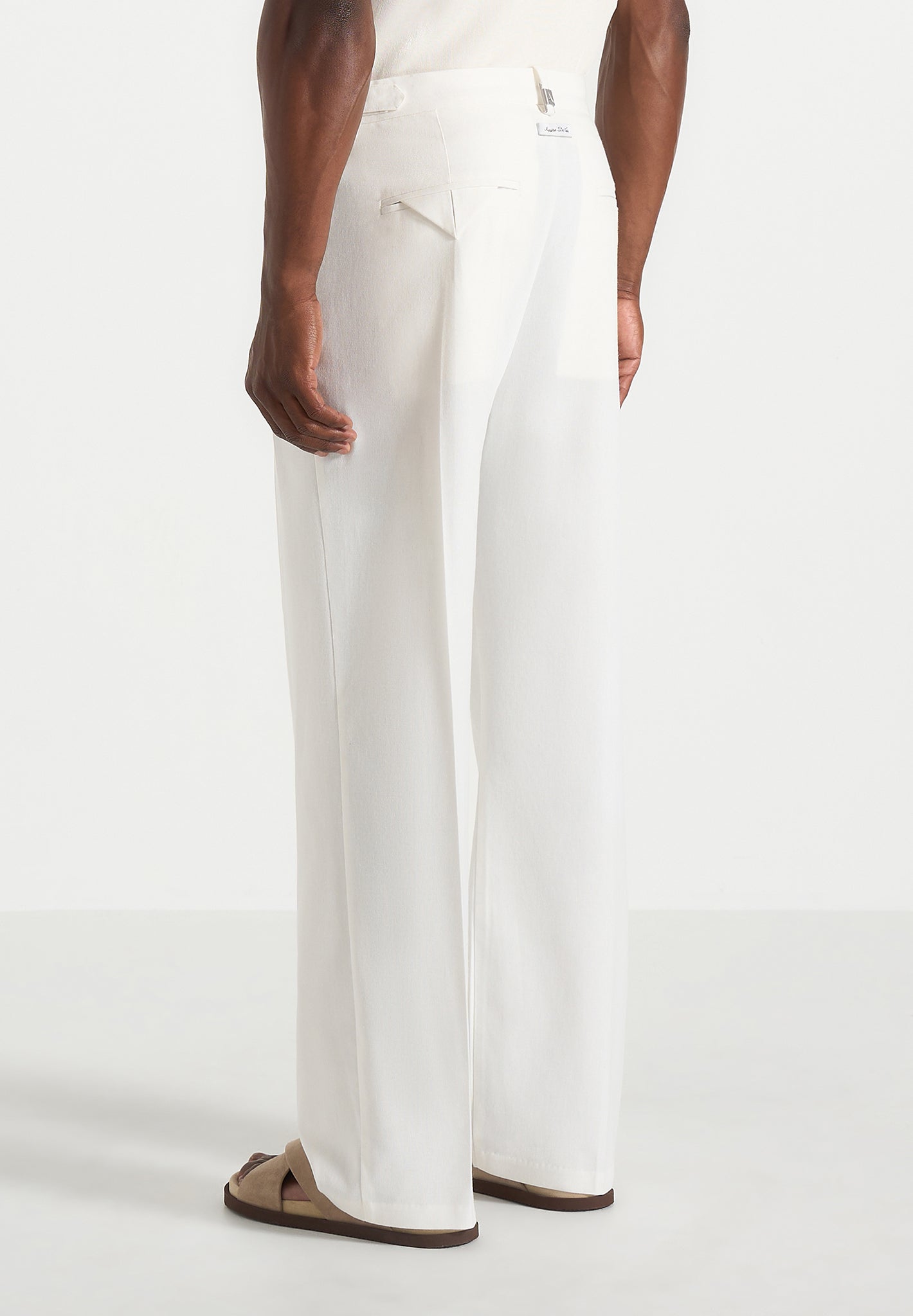Pierre - Twin Pleat Linen Trousers - White