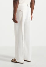 Pierre - Twin Pleat Linen Trousers - White