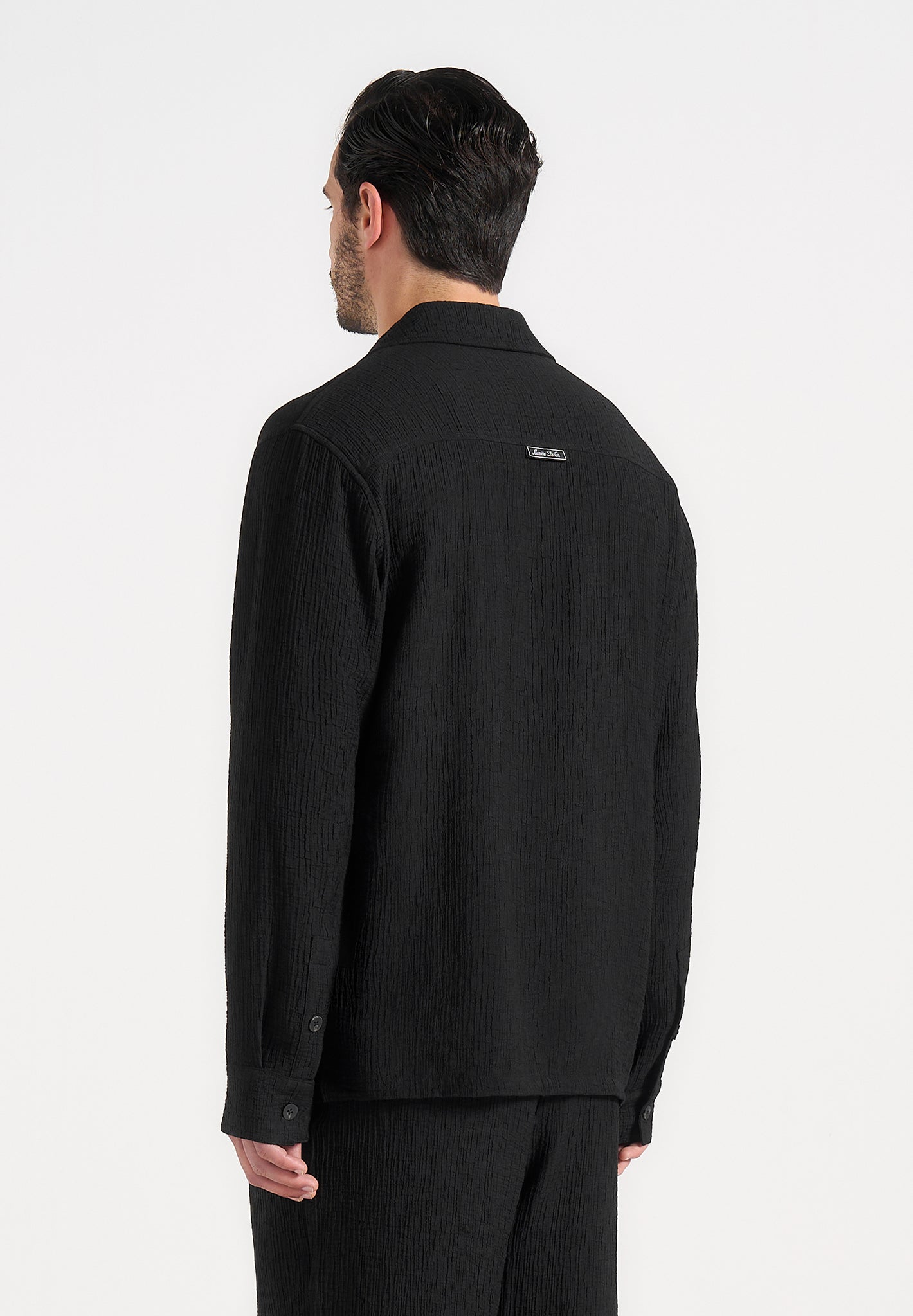 Bailey - Unisex Textured Long Sleeve Shirt - Black