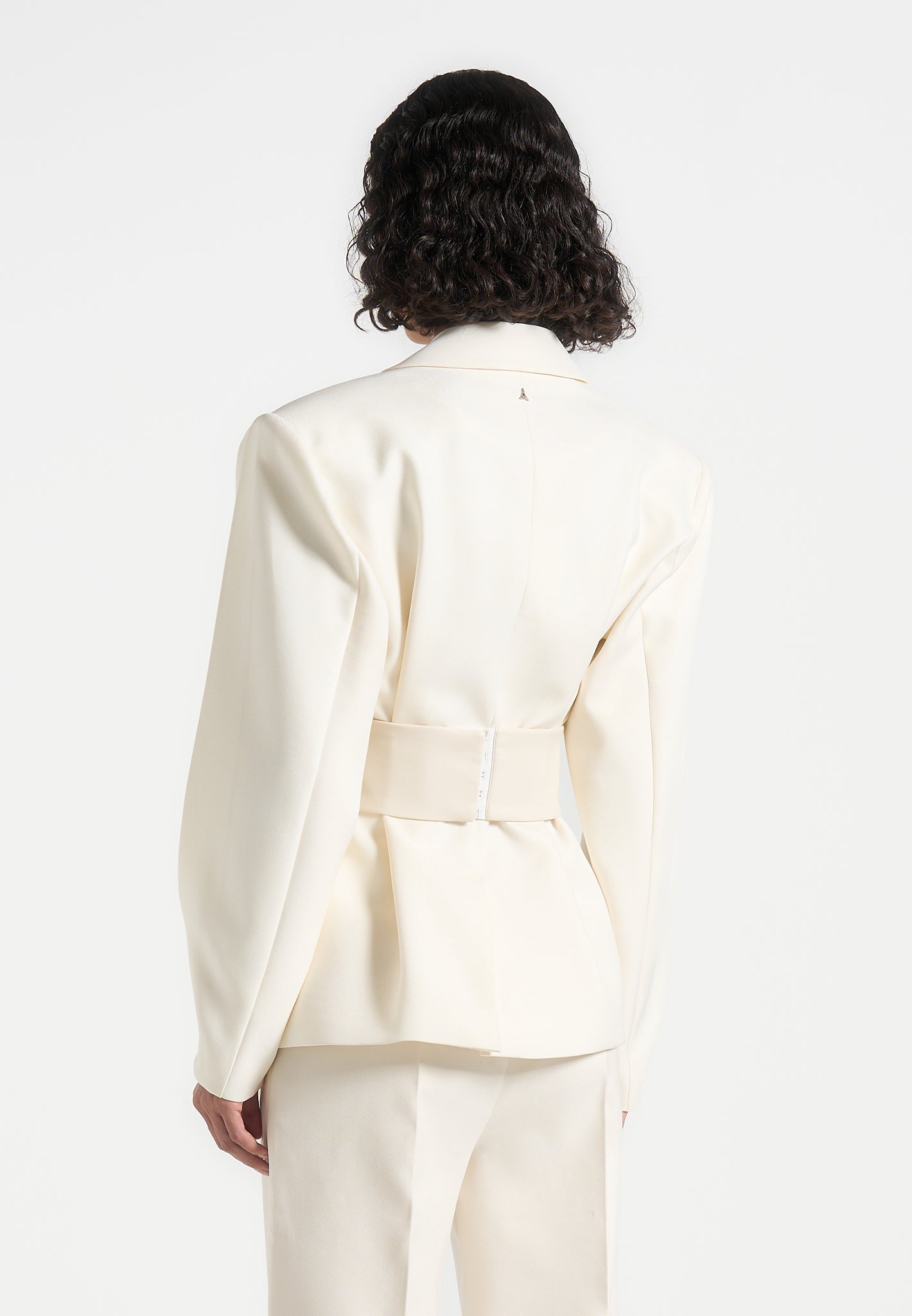 Marie - Twist Sleeve Tailored Blazer with Belt - Cream