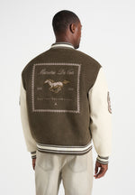 Equestrian Wool-Blend Varsity Jacket - Olive