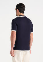 Lambert - Contrast Detail Knit Polo Shirt - Navy