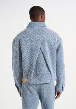 Damien - Boucle Denim Jacket With Back Pleat - Blue