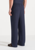 Addison - Unisex Textured Relaxed Fit Trousers - Navy