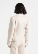 Thalia - Tailored Asymmetric Double Breasted Blazer - Light Beige