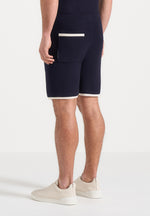 Regis - Contrast Detail Knit Shorts - Navy