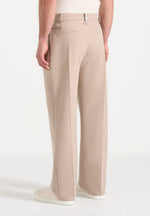 Pierre - Twin Pleat Tailored Trousers - Beige
