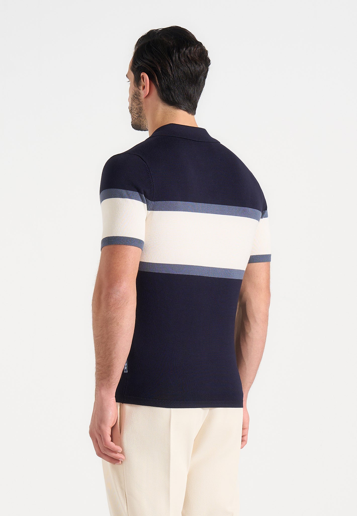 Enzo - Colour Block Polo Top - Navy