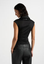 Yvette - Twist Front Sleeveless Shirt - Black