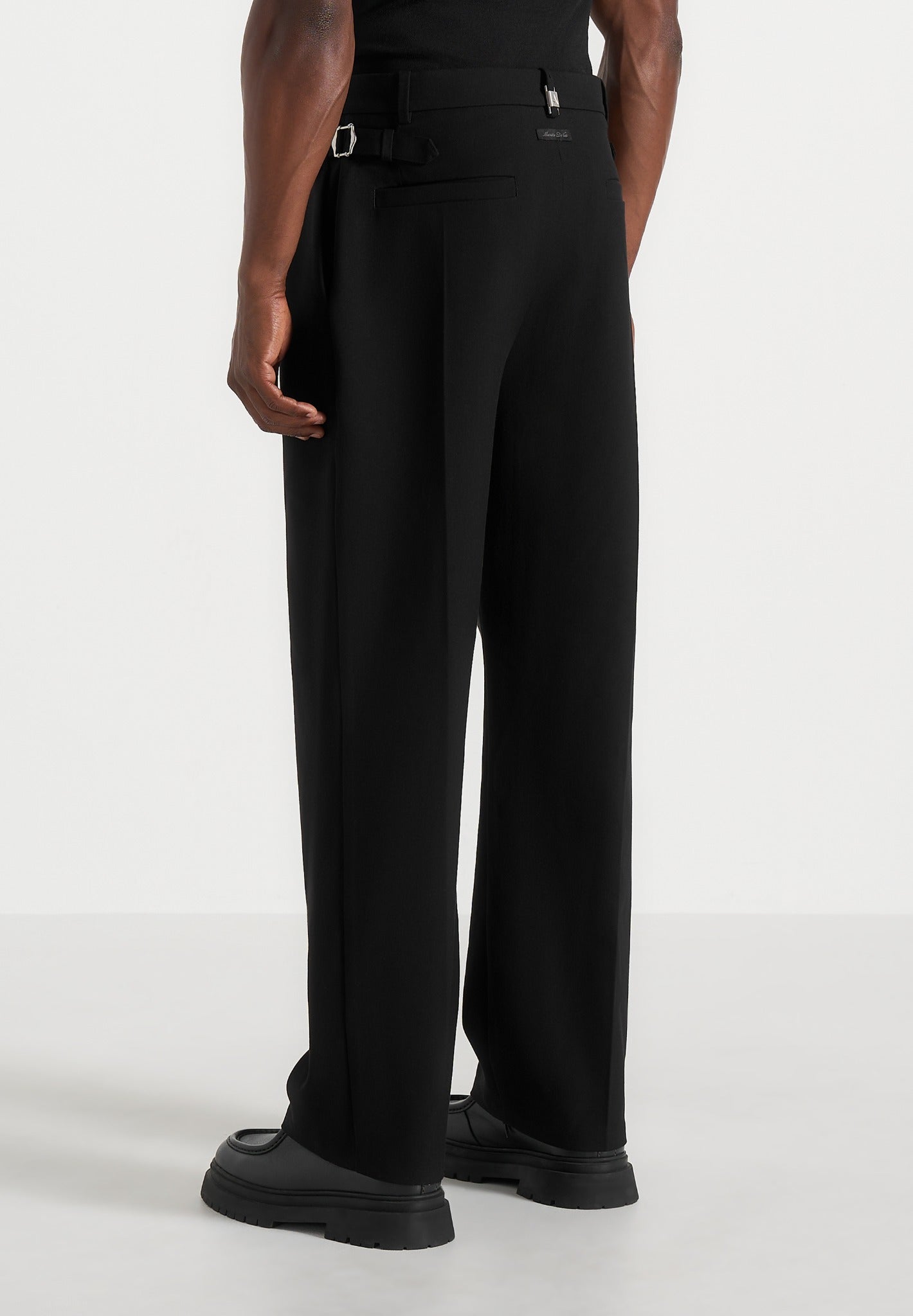 Pierre - Twin Pleat Tailored Trousers - Black