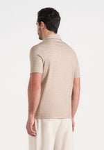 Cassian - Marl Zip Polo Shirt - Beige Marl