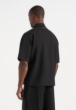 Aven - Boxy Shirt With Crease - Black