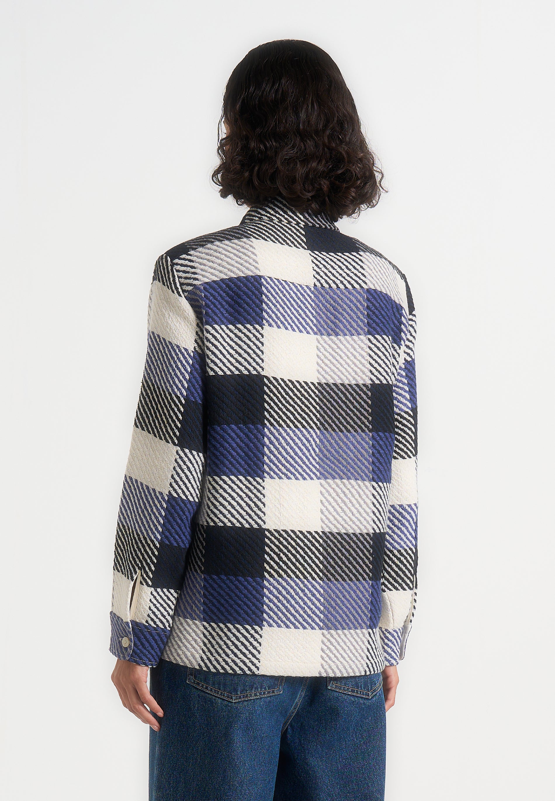 Rune - Unisex Check Overshirt - Navy