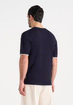 Wyatt - Contrast Knit T-Shirt - Navy