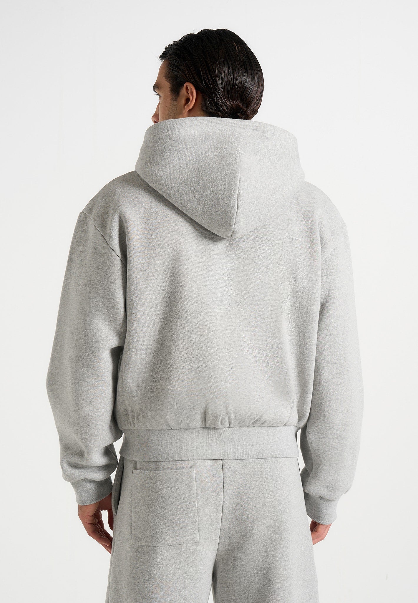 JS002 - Unisex Signature Relaxed Fit Zip Hoodie - Marl Grey