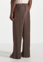 Jonas - Pleated Wide Leg Trousers - Brown