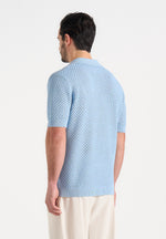 Conrad - Open Knit Polo Shirt - Pale Blue