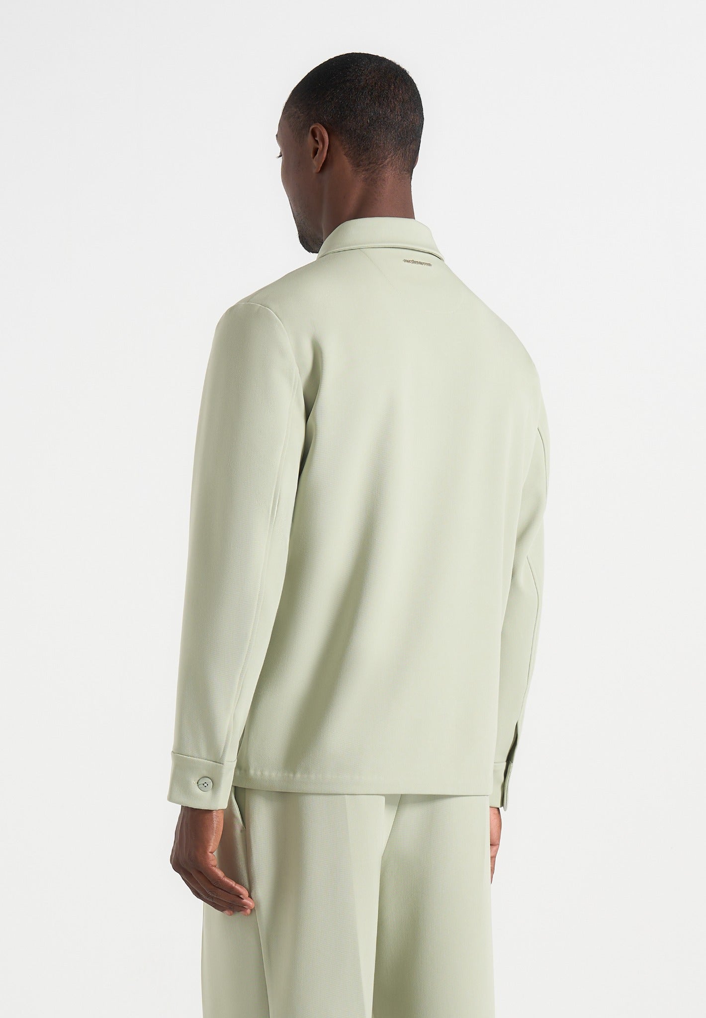 Leo - Hatched Tailored Overshirt - Sage