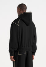 Ollie - Unisex Whipstitch Raglan Effect Zip Hoodie - Black