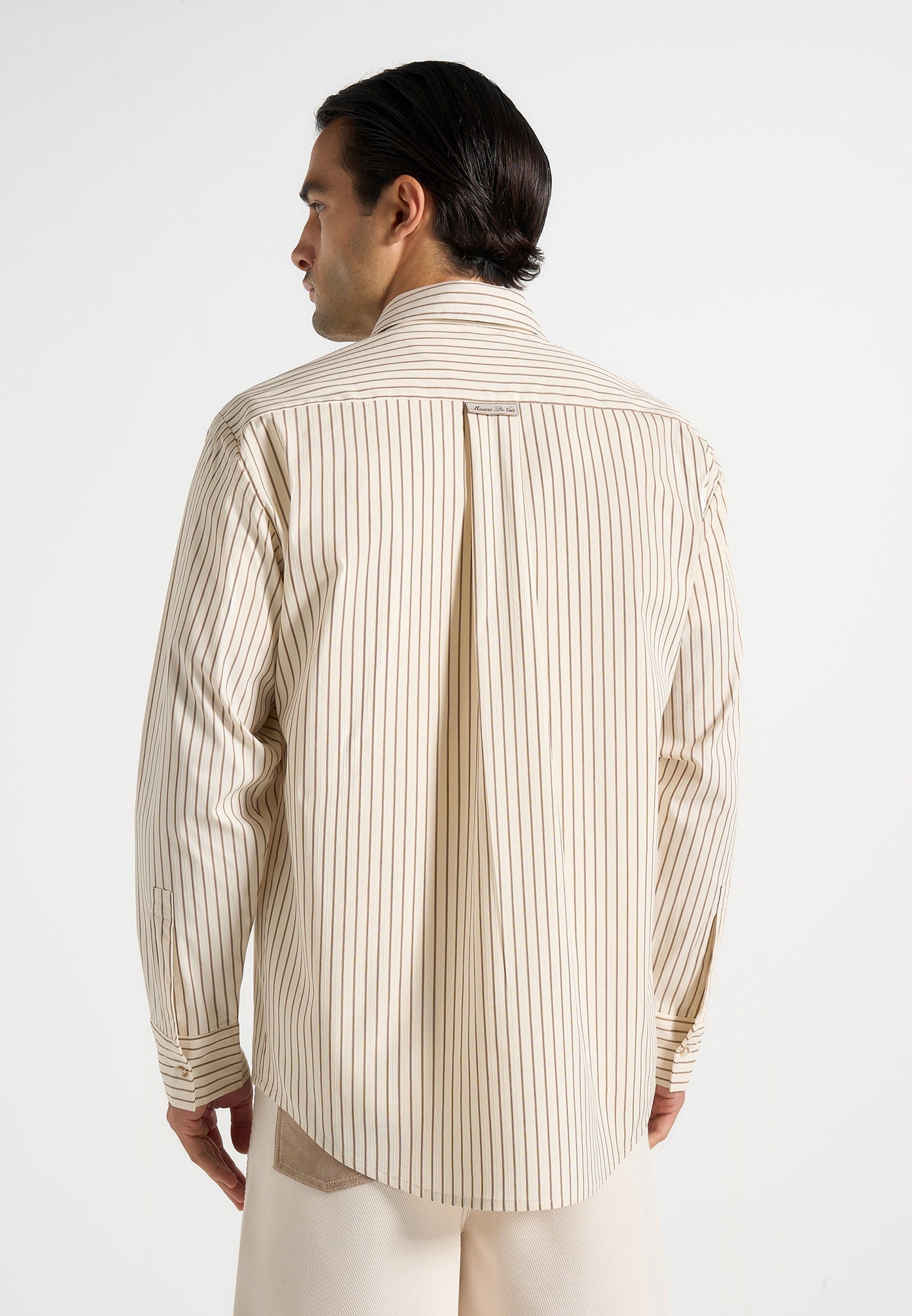 Ronnie - Unisex Pinstripe Long Sleeve Shirt - Beige