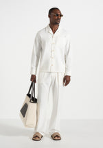 Pierre - Twin Pleat Linen Trousers - White