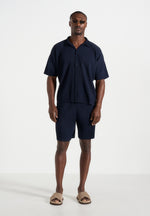 Justin - Pleated Boxy Shirt - Navy
