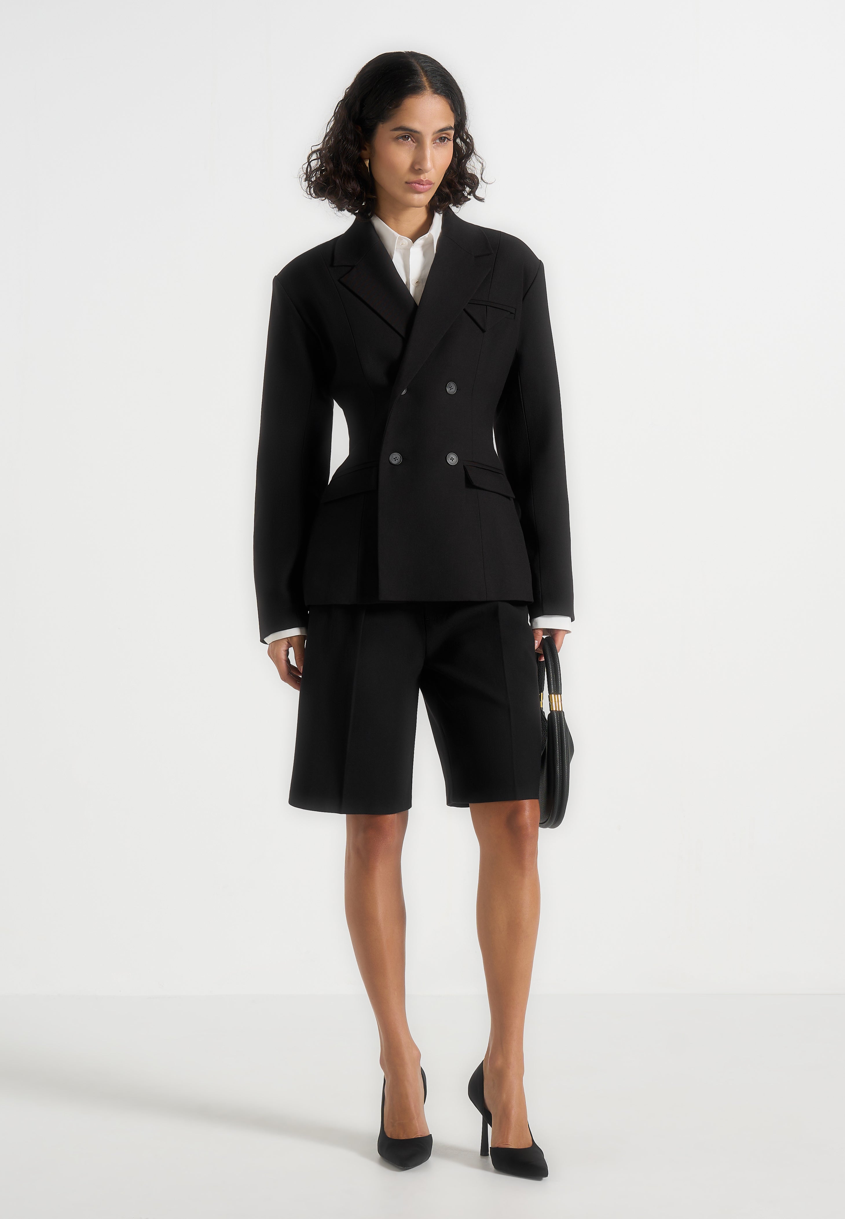 Maia - Double Breasted Blazer - Black 