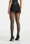 Elina - Tweed Mini Shorts - Black