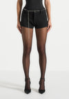 Elina - Tweed Mini Shorts - Black