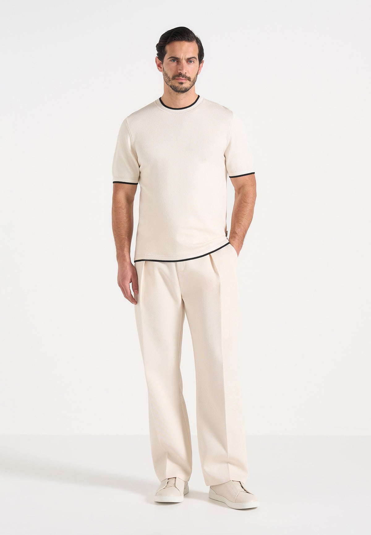 Dorian - Pleated Tailored Trousers - Cream