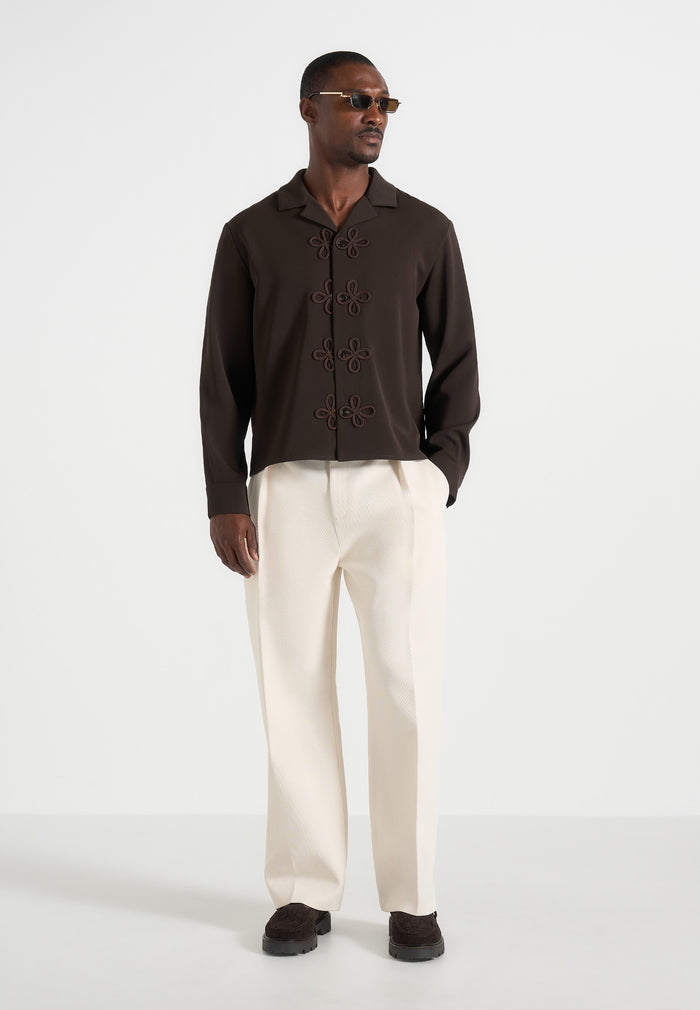 Espen - Applique Detail Long Sleeve Shirt - Brown
