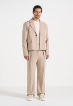 Pierre - Twin Pleat Tailored Trousers - Beige